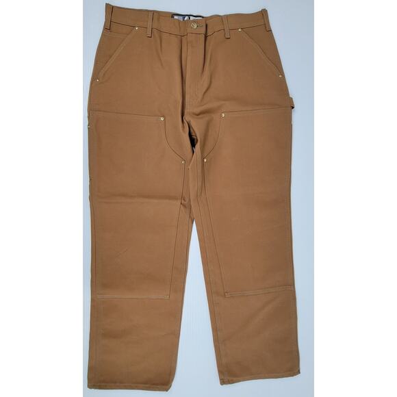 NWT Carhartt Mens 38 Brown Loose Duck Double Knee Utility Carpenter Pant B01-M‎ - Picture 1 of 12